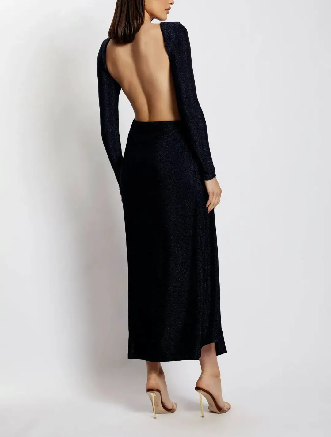 Meshki Christina Backless Dress Navy Shimmer Size S / AU 8 for rent on The Volte - main image