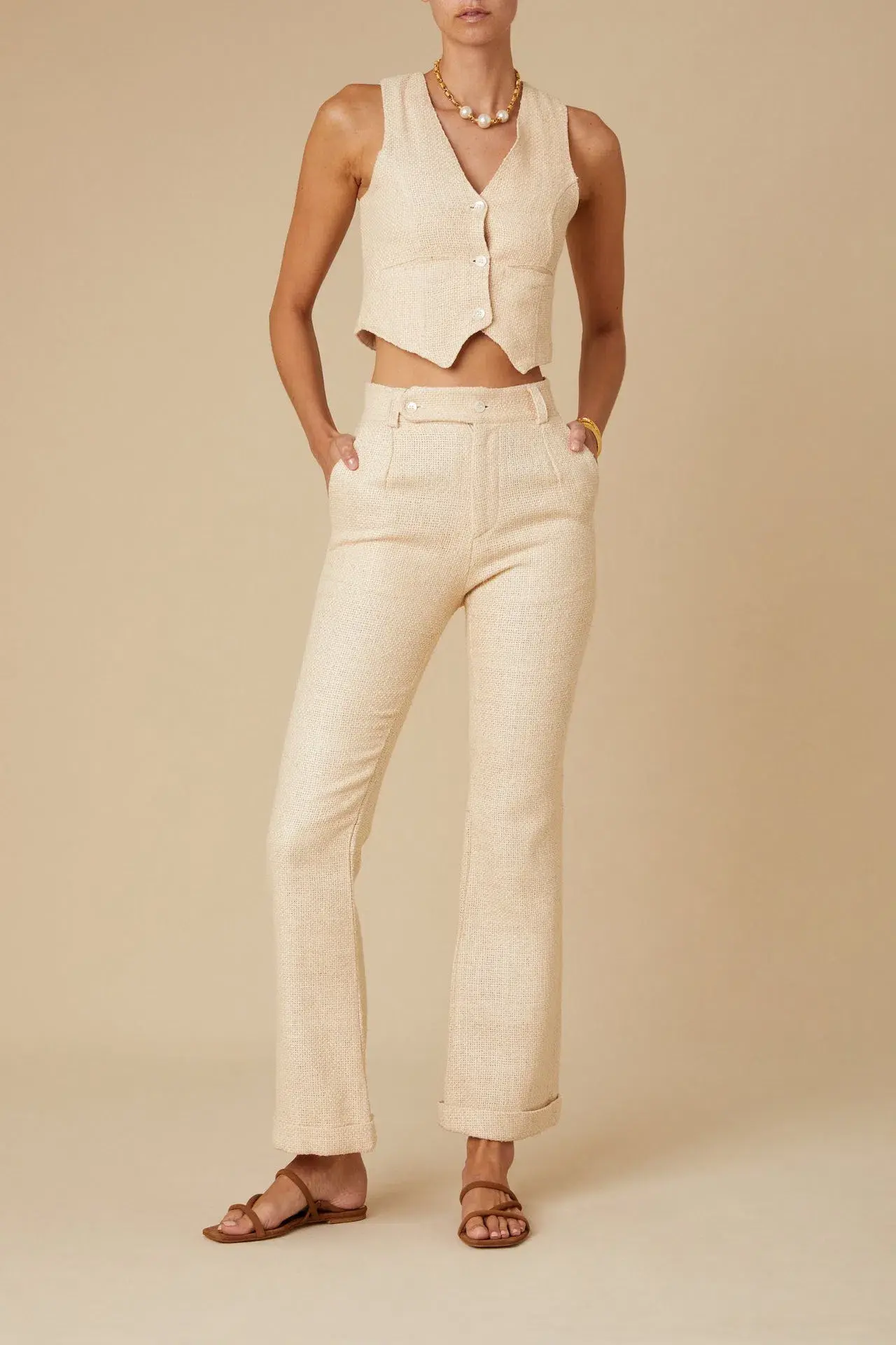 Savannah Morrow Kate Vest and Pant Suit Set Shell Size S / AU 8 - Image 1