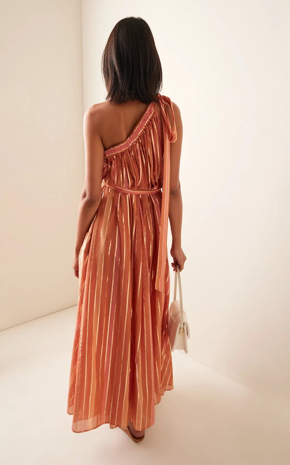 Zimmermann Junie Asymmetric Midi Dress Caramel Multi Size 2 / AU 12 - Image 3