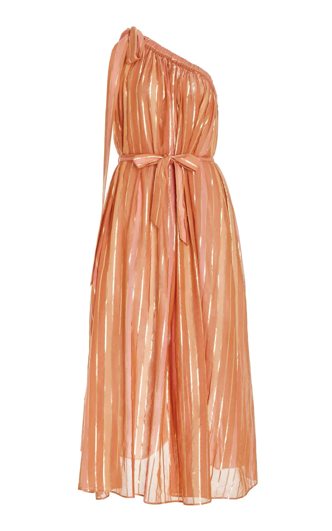 Zimmermann Junie Asymmetric Midi Dress Caramel Multi Size 2 / AU 12 for rent on The Volte - main image