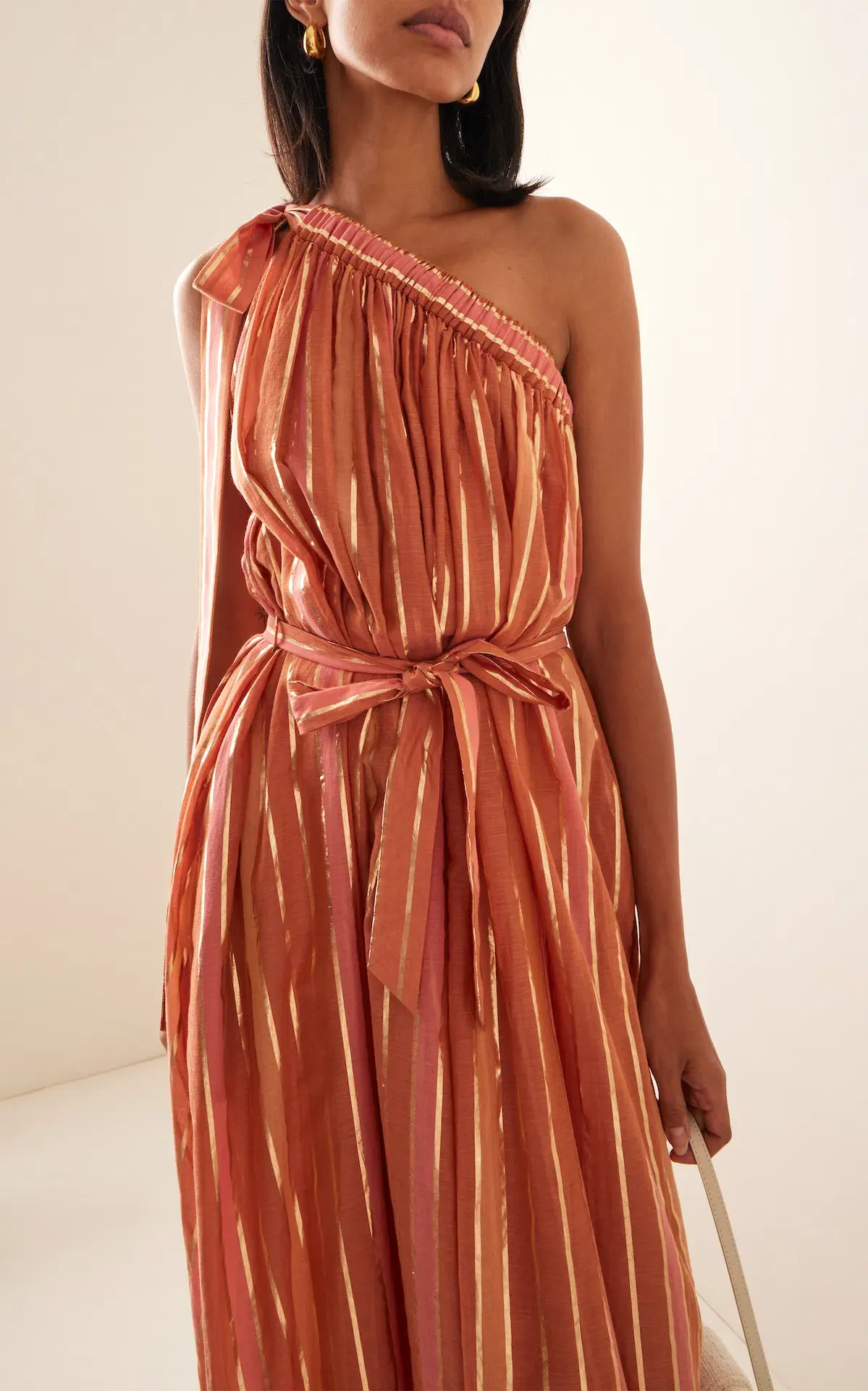 Zimmermann Junie Asymmetric Midi Dress Caramel Multi Size 2 / AU 12 - Image 2