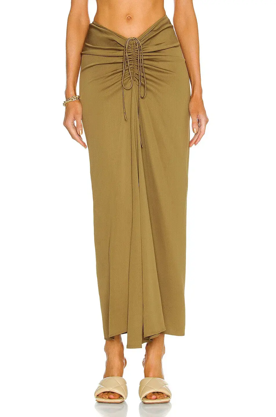 Christopher Esber Ruched Skirt Olive Green Size 6 - Image 2