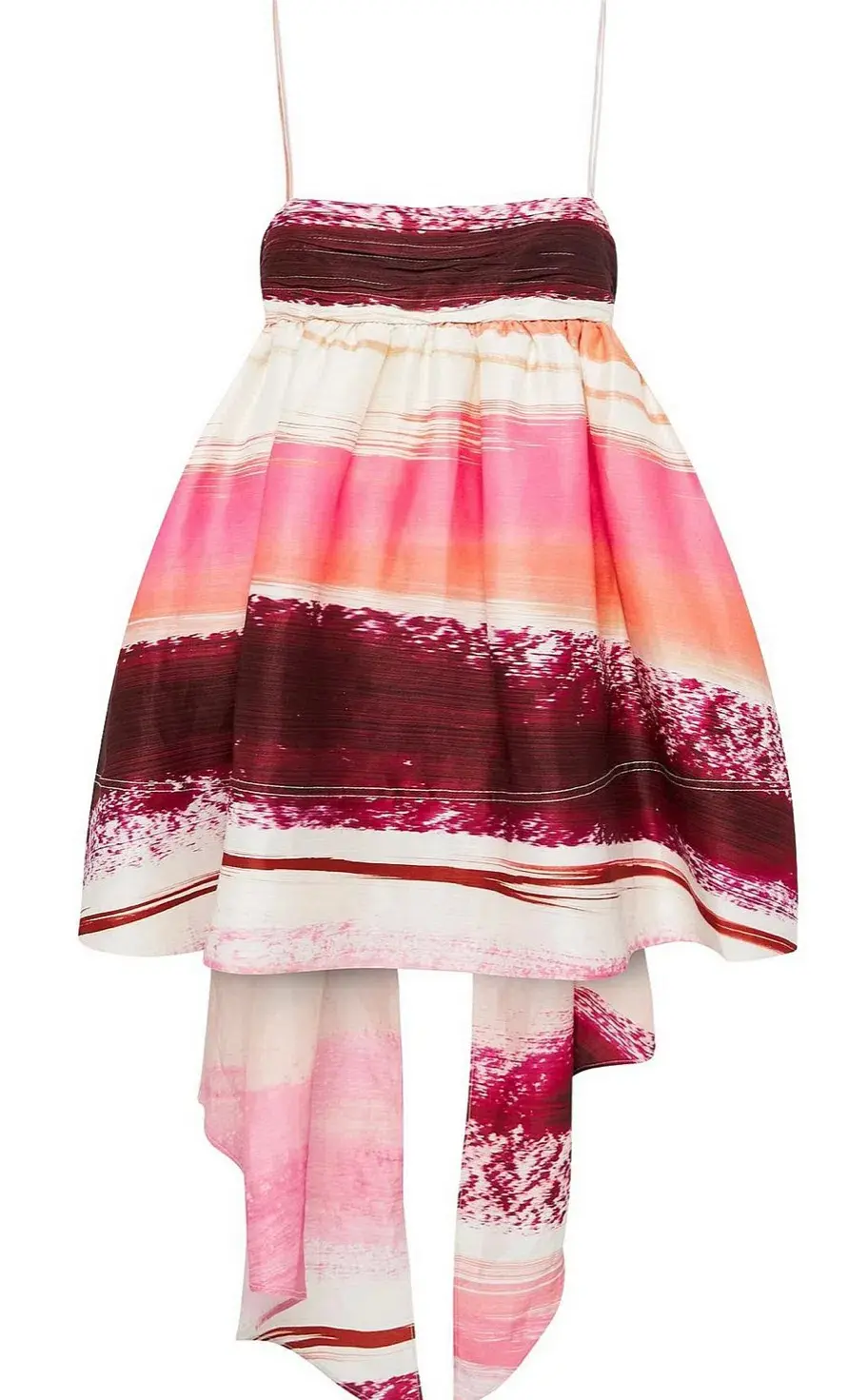 Aje Kasbah Sunset Stripe Ruched Bow Back Mini Dress Pink Print Size 4 - Image 6
