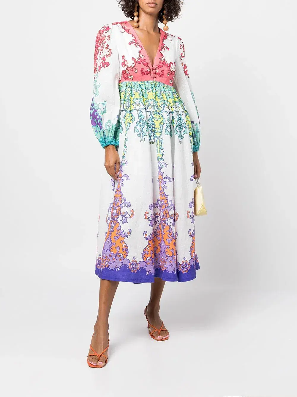 Zimmermann Nina Plunge Midi Dress Multi Size 0P / AU 6 - Image 1