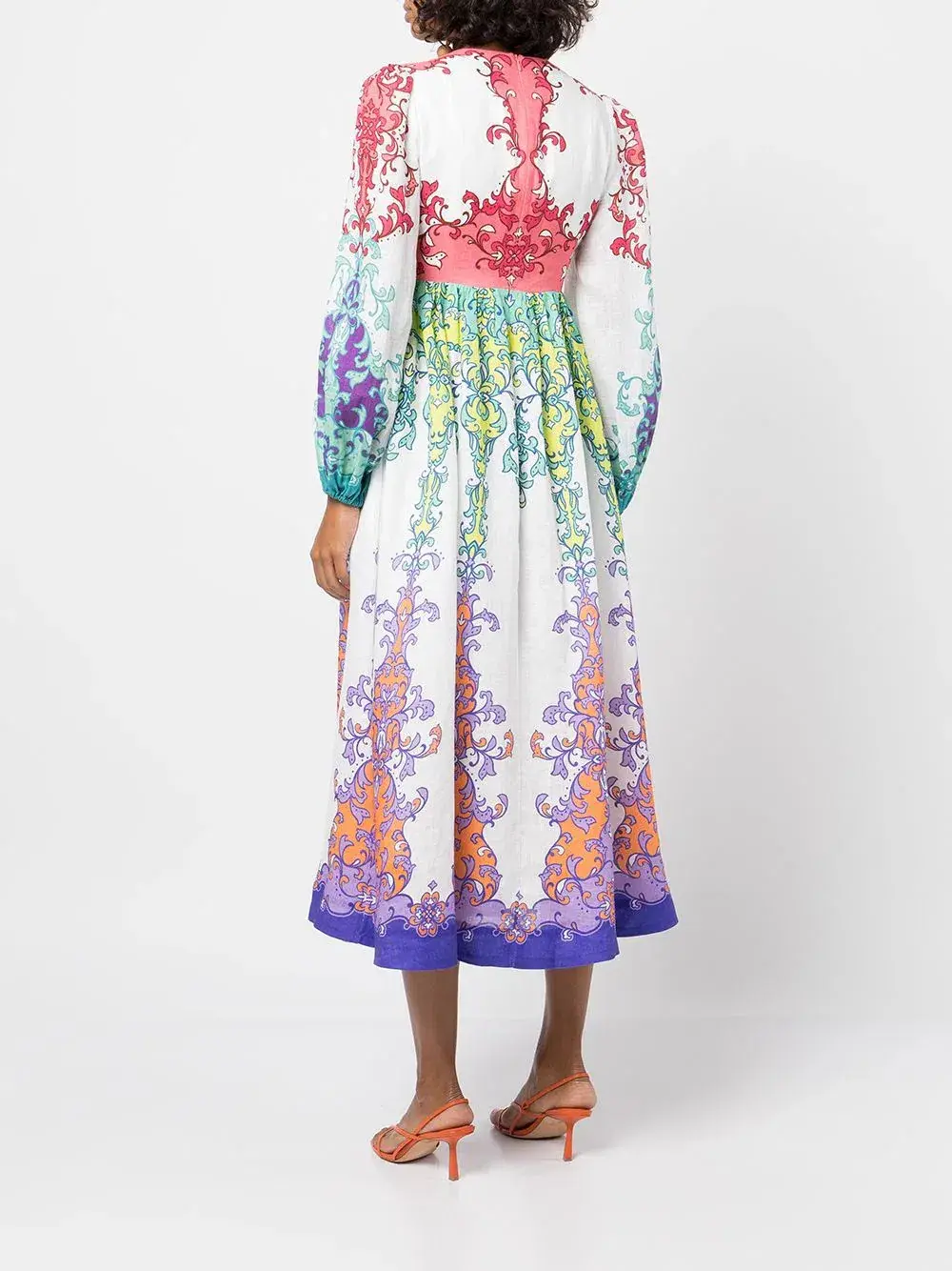 Zimmermann Nina Plunge Midi Dress Multi Size 0P / AU 6 - Image 3