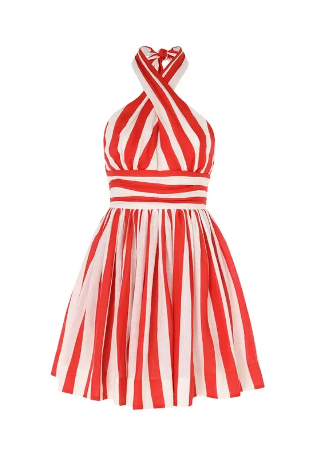   Zimmermann The Alight Halter Mini Dress in Red/Cream Stripe Size 0P / AU 6   for rent on The Volte - main image