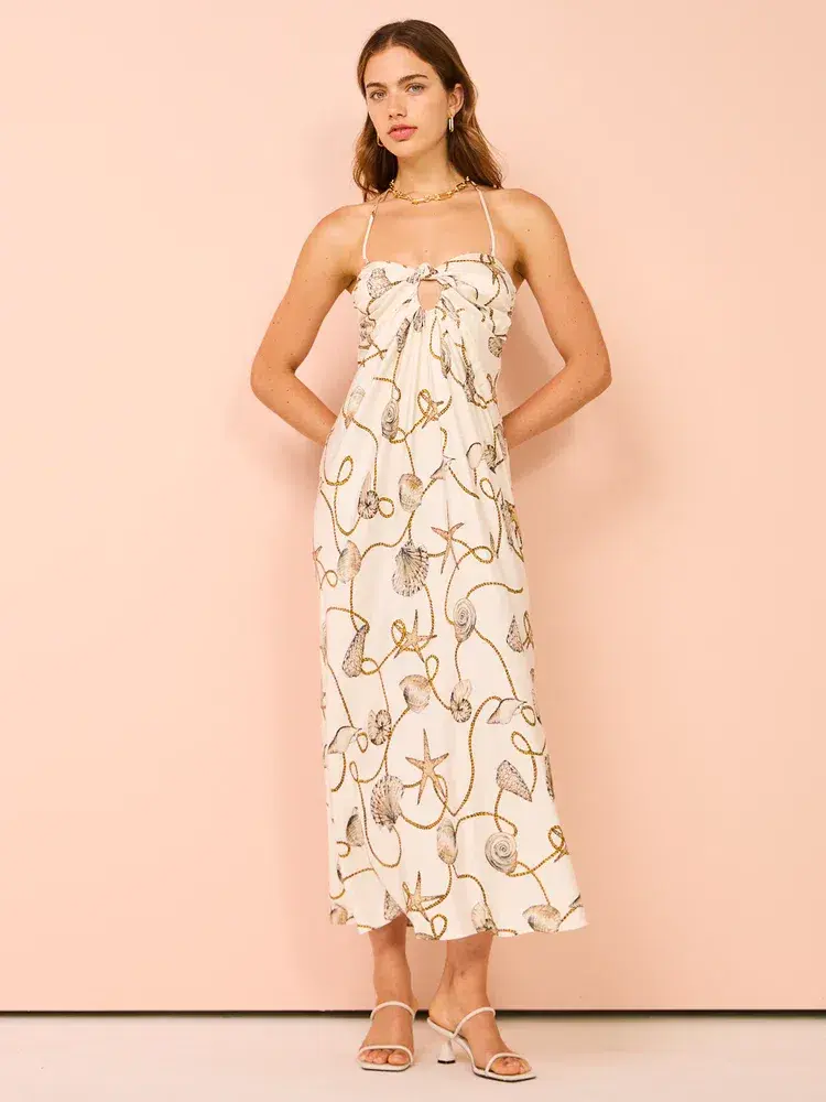 Bec & Bridge Bayside Strapless Maxi Dress In Parisian Shell Size AU 10 for rent on The Volte - main image