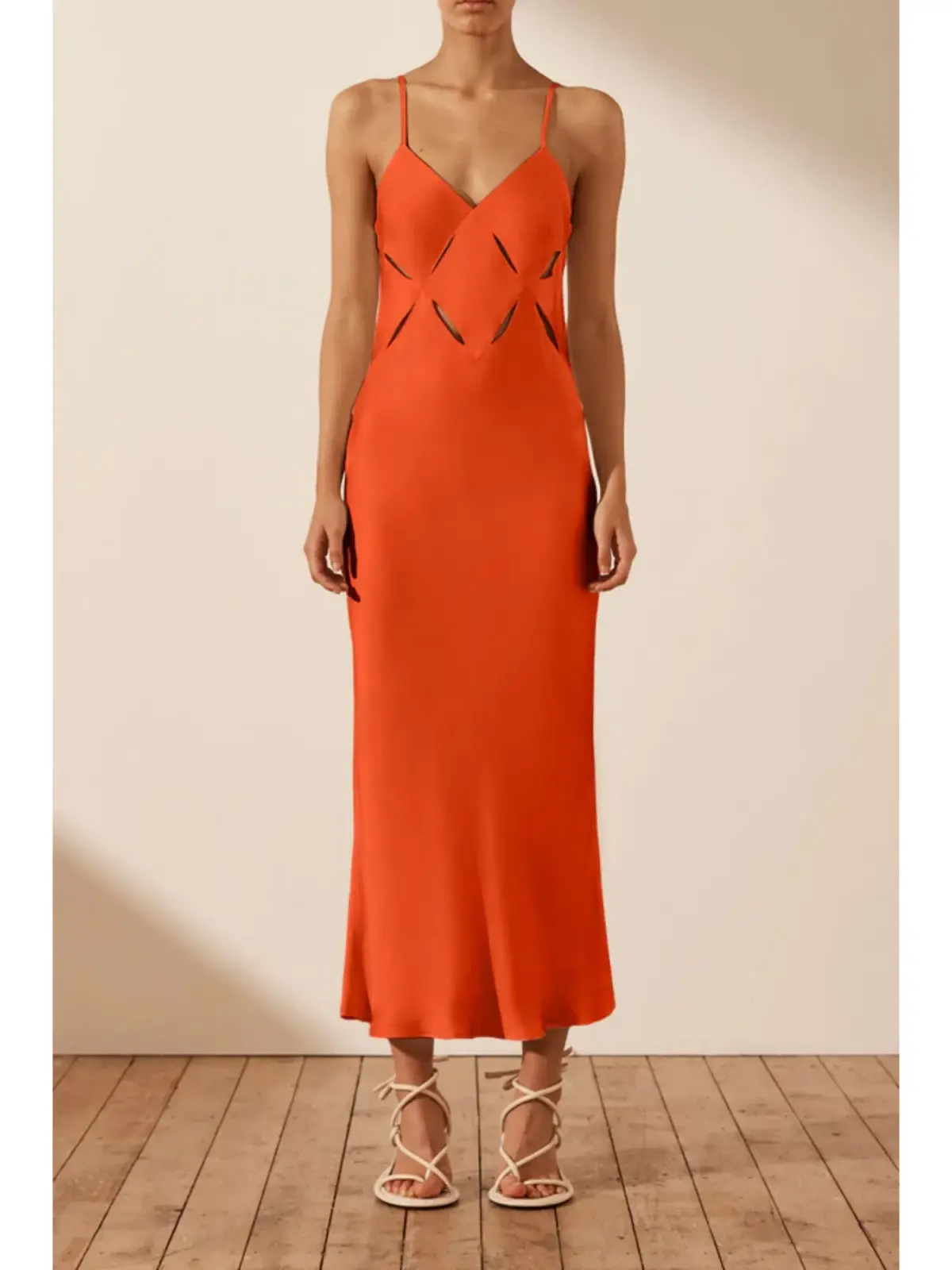 Shona Joy Milo Cut Out Midi Dress Hibiscus Size AU 6 - Image 1