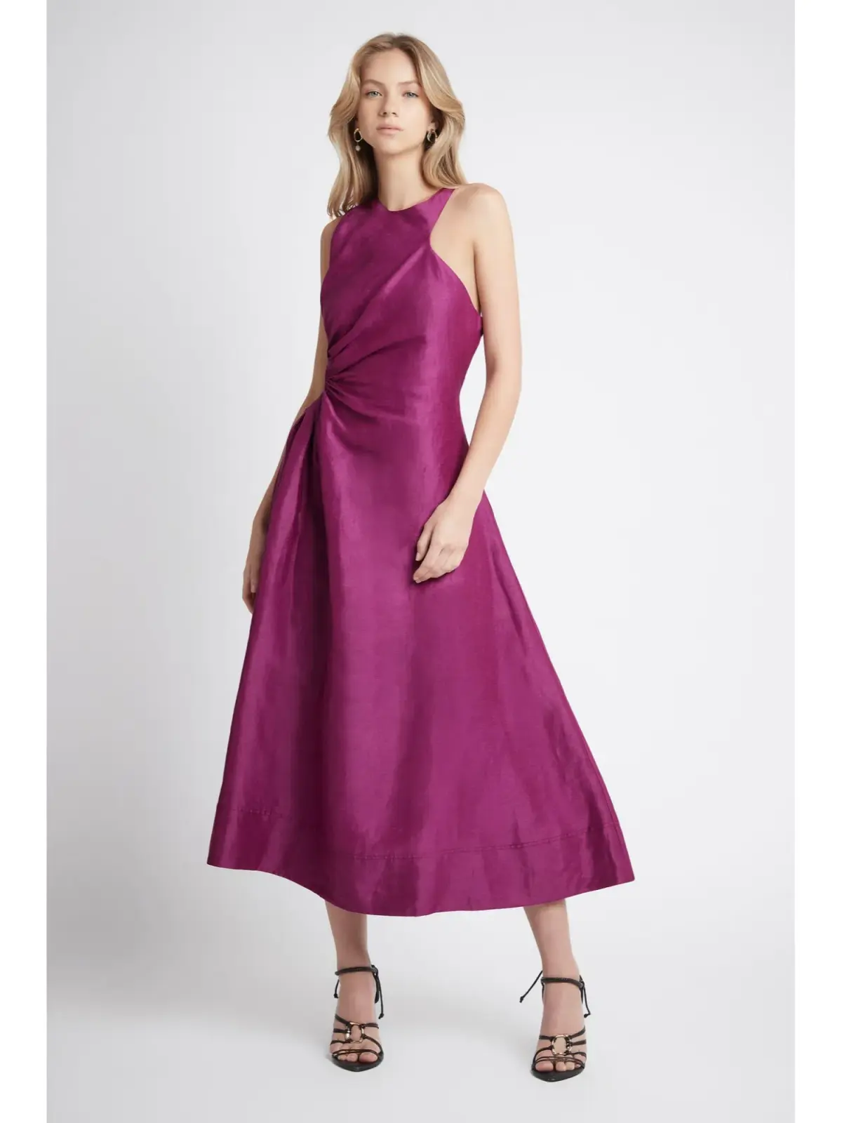 Aje Chateau Cut Out Midi Dress Fuchsia Size AU 10 - Image 2