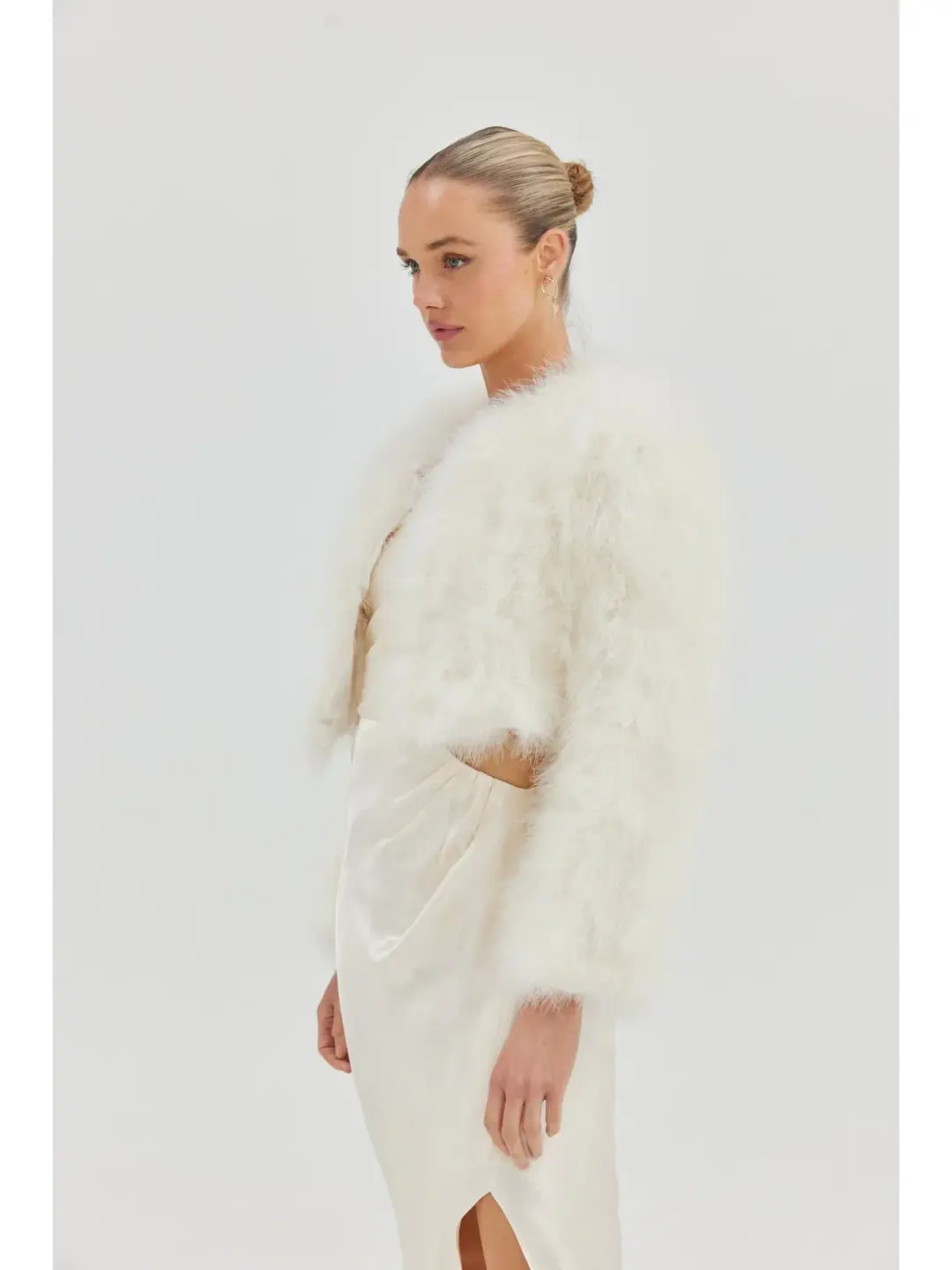 Bubish Luxe Bridal Manhattan Crop Jacket in Ivory Size XS / AU 6 for rent on The Volte - main image