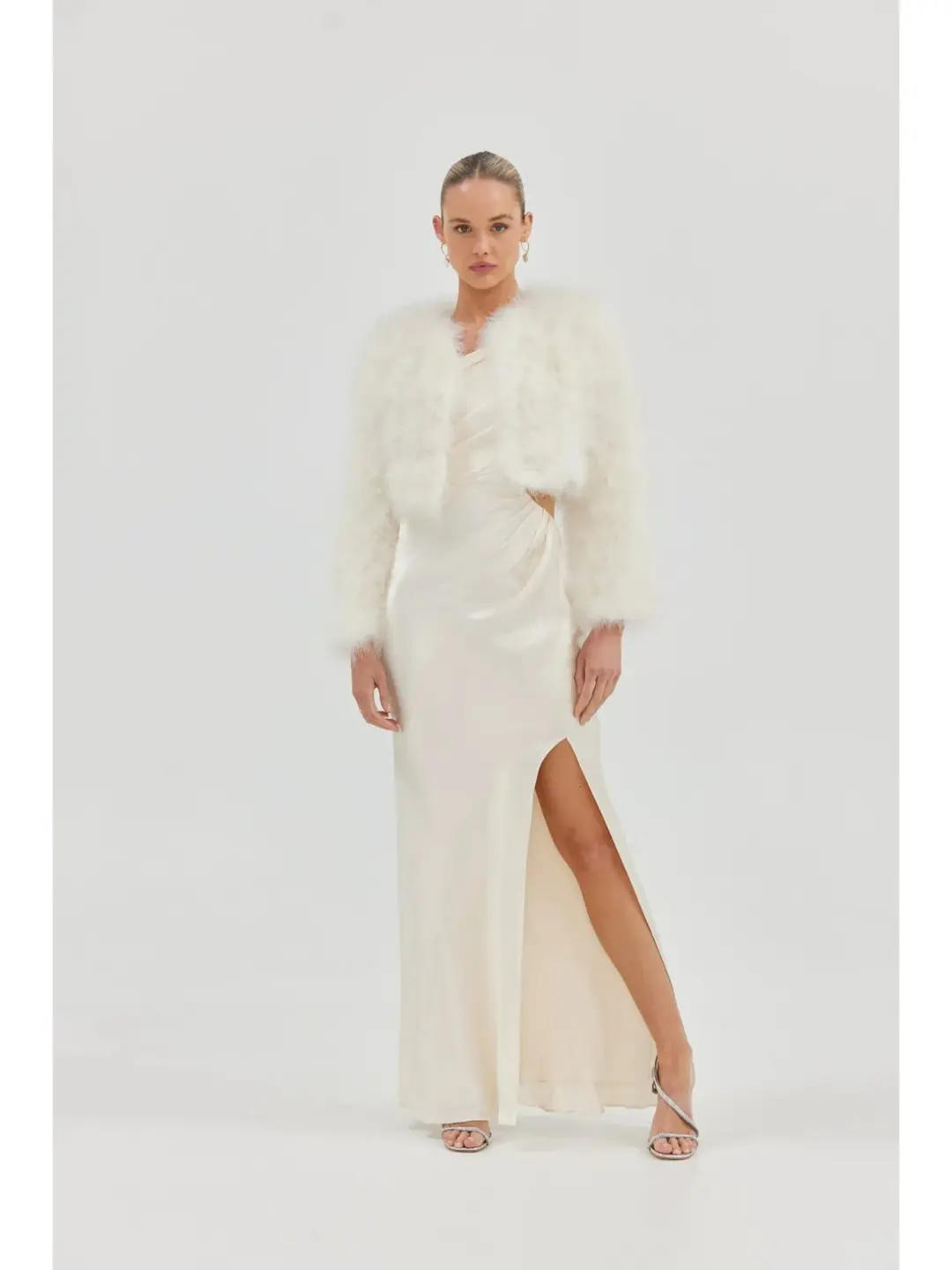Bubish Luxe Bridal Manhattan Crop Jacket in Ivory Size XS / AU 6 for rent on The Volte - main image