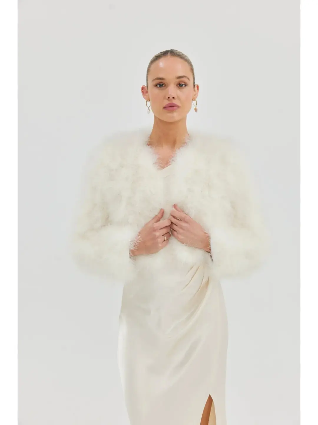 Bubish Luxe Bridal Manhattan Crop Jacket in Ivory Size XS / AU 6 for rent on The Volte - main image