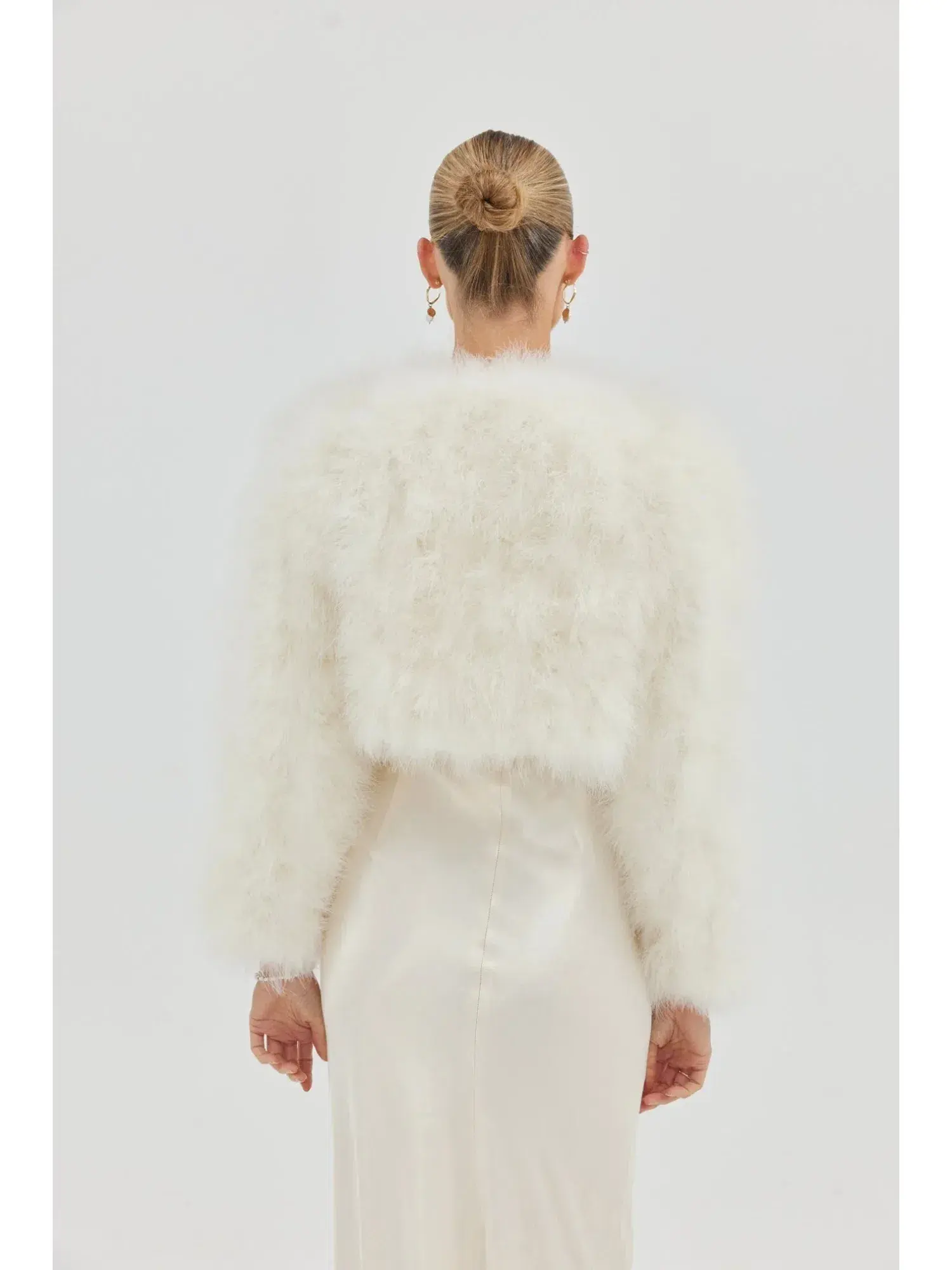 Bubish Luxe Bridal Manhattan Crop Jacket in Ivory Size XS / AU 6 - Image 3