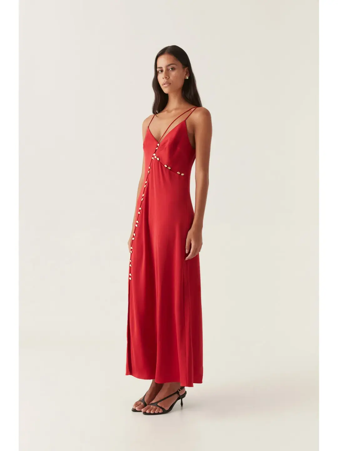 Aje Riddle Button Down Maxi Dress in Scarlet Red Size AU 8 for rent on The Volte - main image