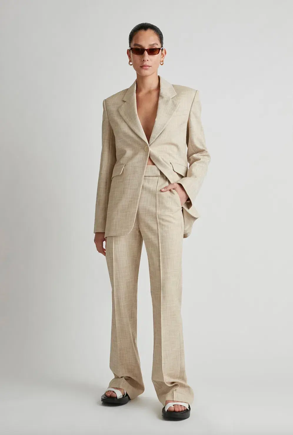 Camilla & Marc Abrera Two-Piece Suit Beige Size 8 for rent on The Volte - main image