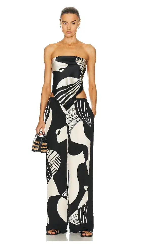 Sir the Label Realisme Pant & Scarf Top Black Print Size 2/ AU 10 for rent on The Volte - main image