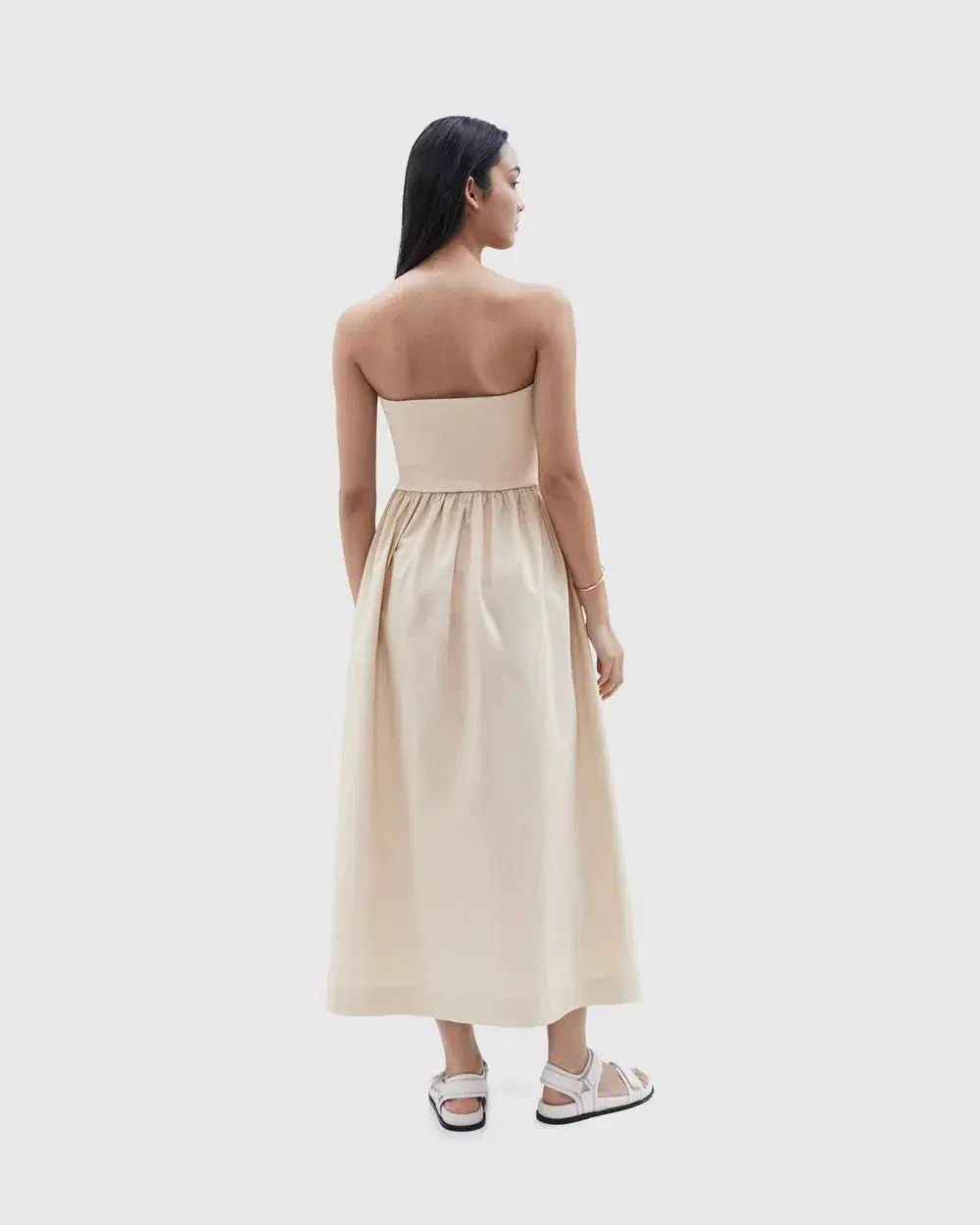 Unison Label Milano Cotton Midi Dress Beige Size 10 - Image 3