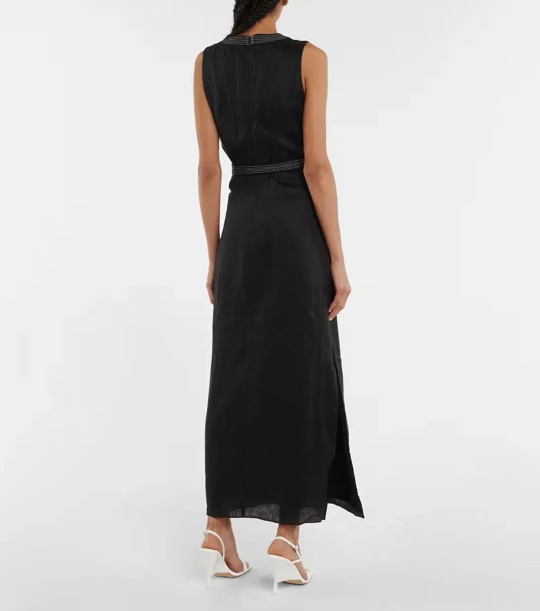 Sir the Label Vilma Cut Out Linen Maxi Dress in Black Size 8 - Image 2