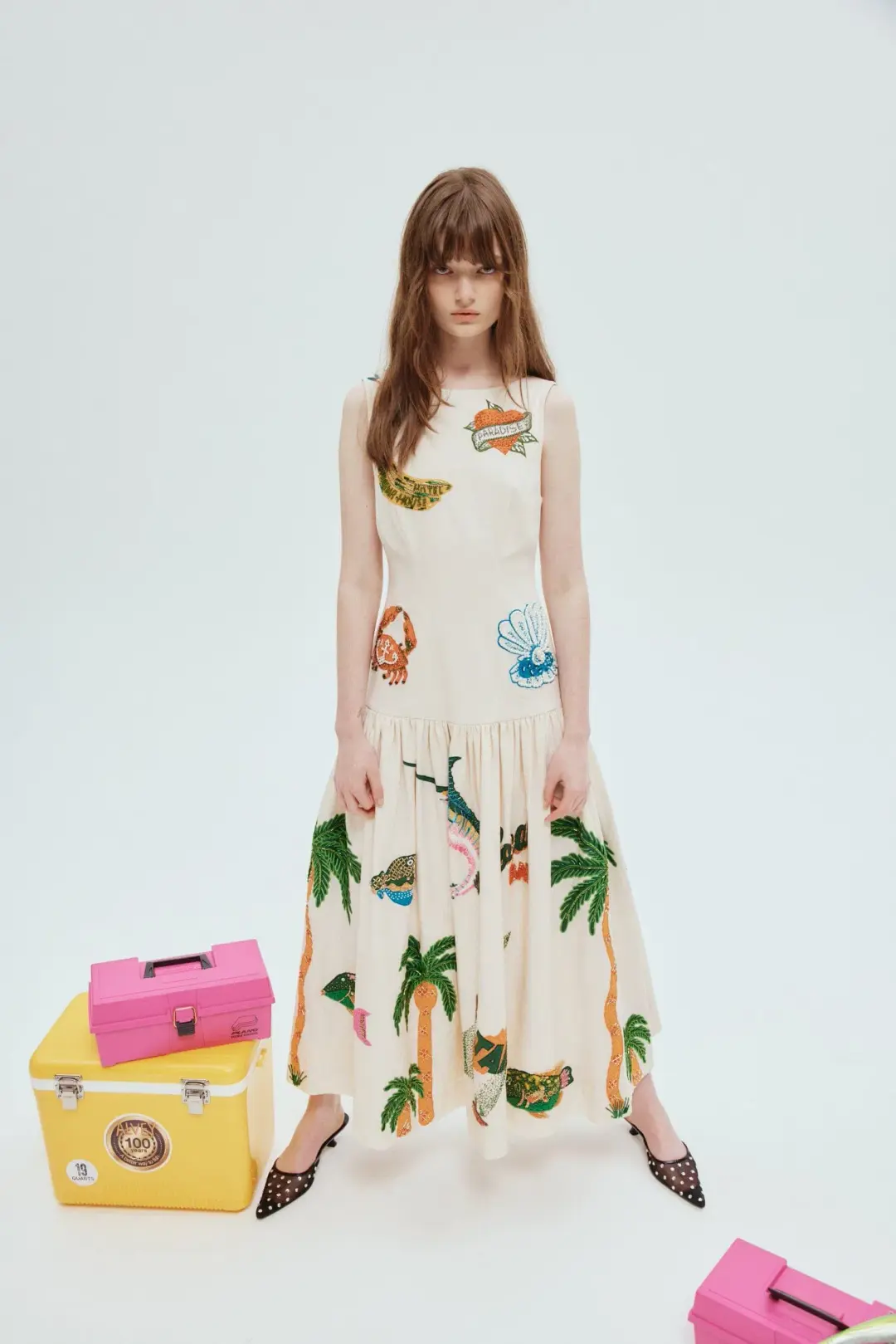 Alemais Clam Embroidered Gown Print Size 8  for rent on The Volte - main image