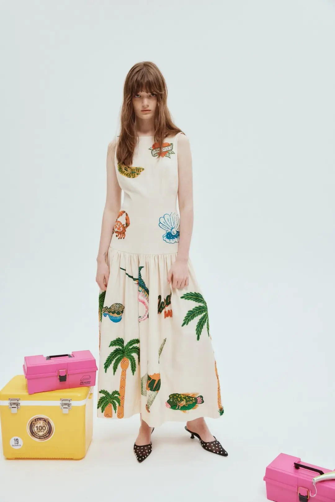 Alemais Clam Embroidered Gown Print Size 8  for rent on The Volte - main image