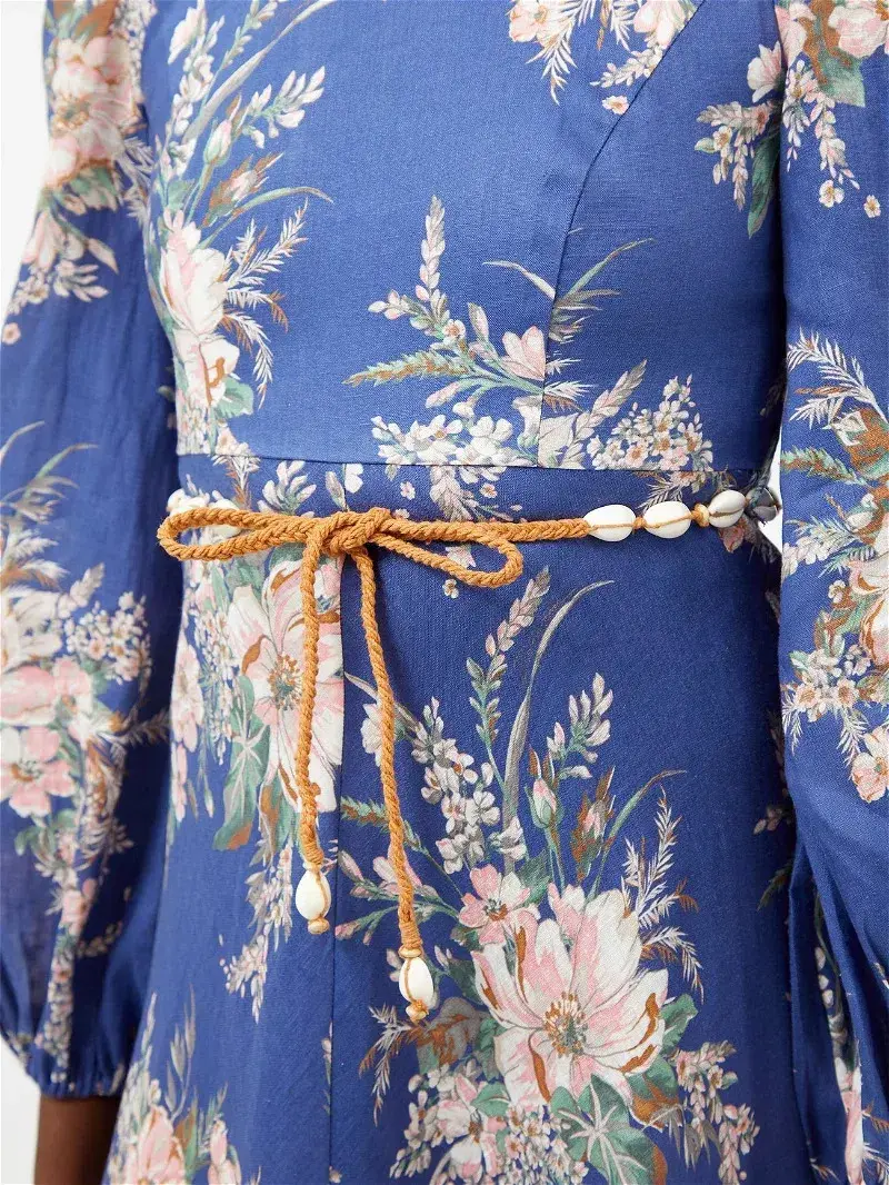 Zimmermann Moonshine Floral Linen Maxi Dress Blue Size 1 / AU 10 - Image 4