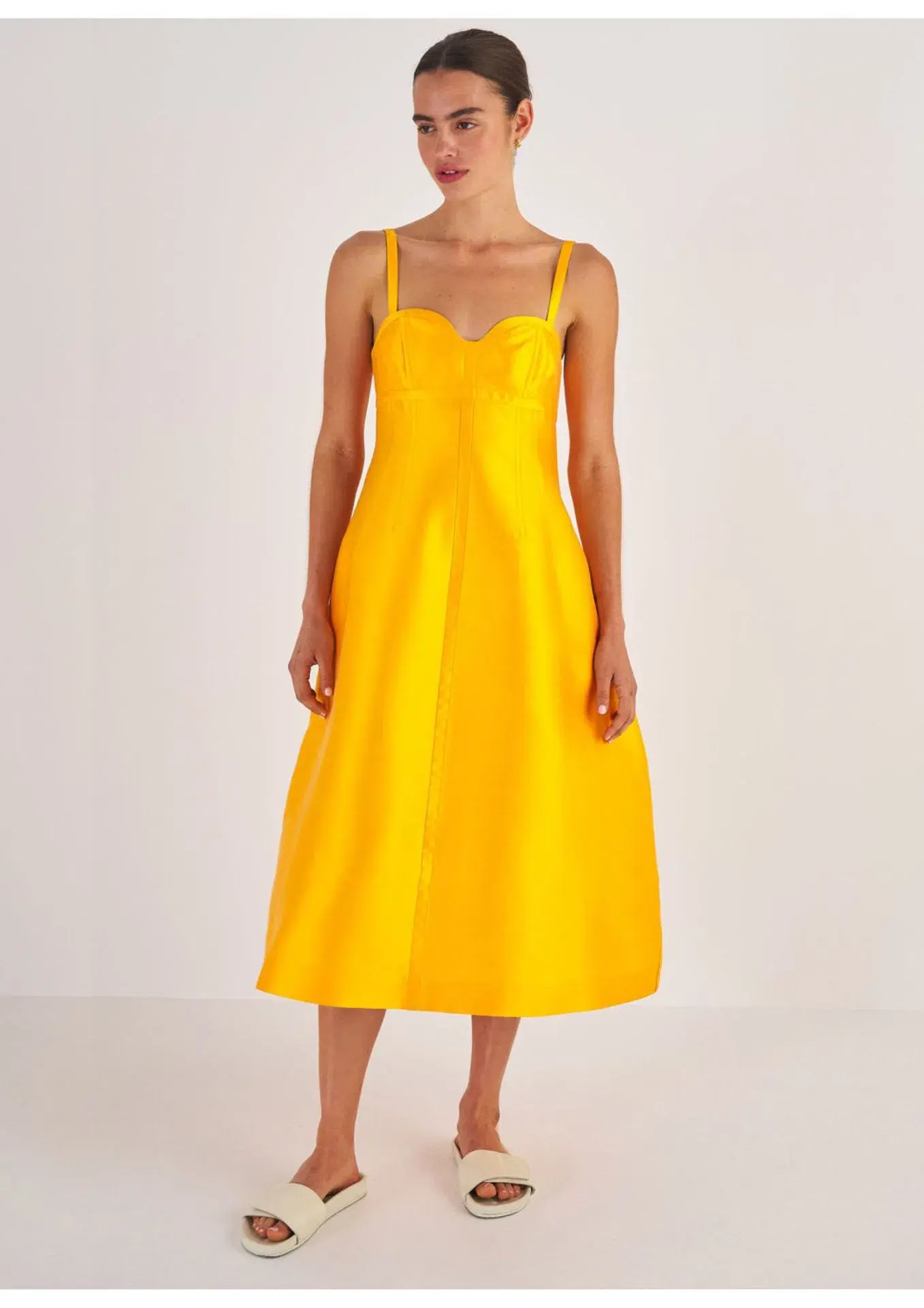 Oroton Sculpture Bodice Midi Dress Marigold Size 6 - Image 1