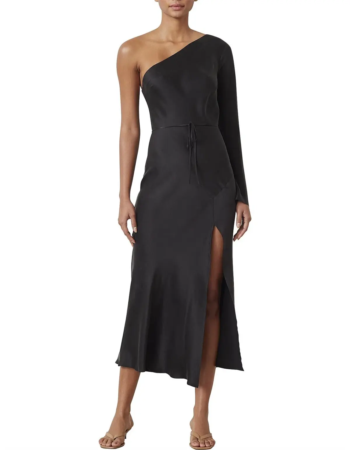Bec & Bridge Classic Silk Asym Midi Dress Black Size 10 - Image 1
