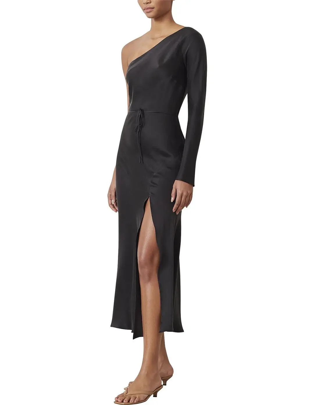 Bec & Bridge Classic Silk Asym Midi Dress Black Size 10 for rent on The Volte - main image