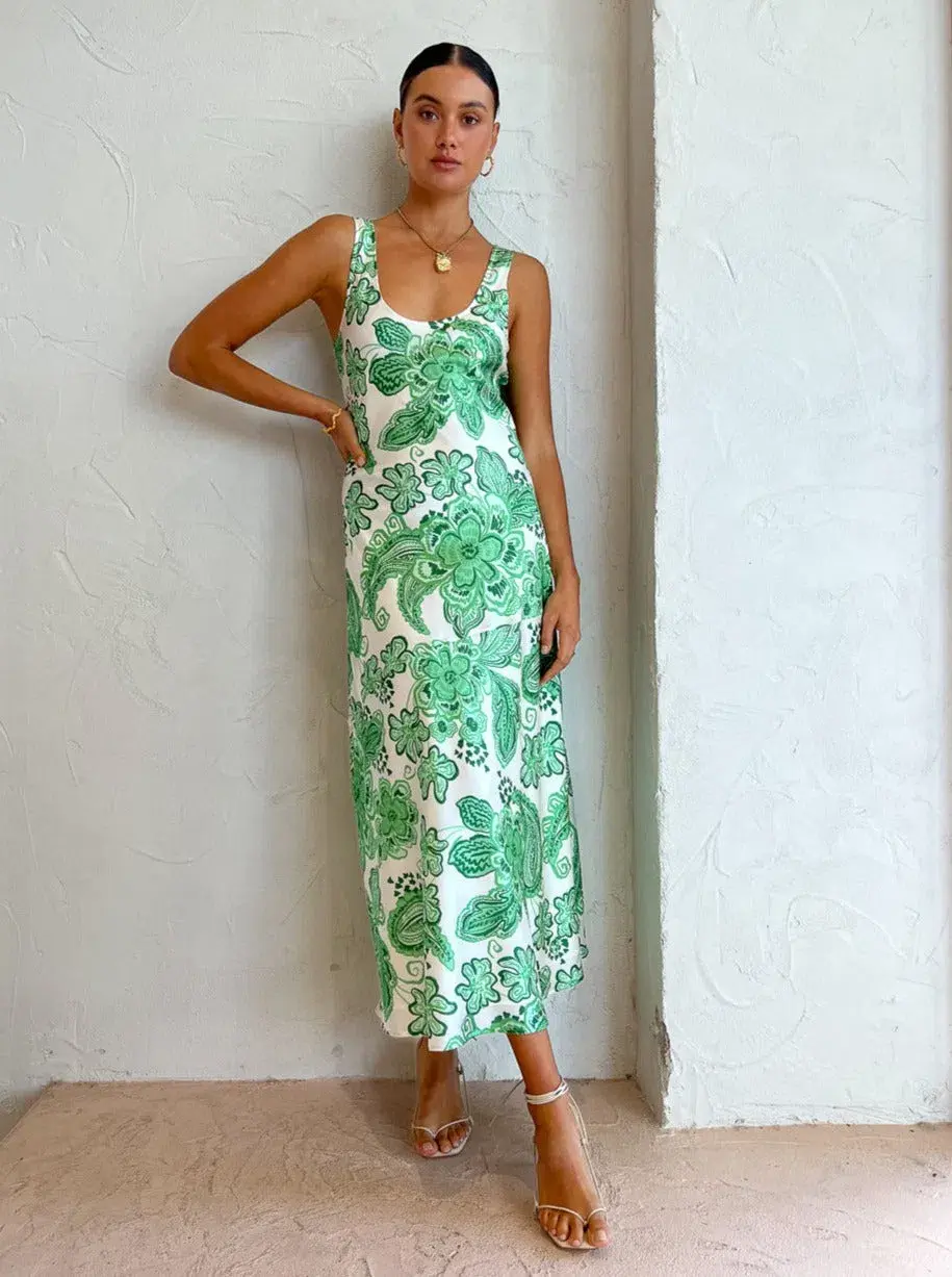 Hansen and Gretel Patricia Bias Cut Maxi Dress Greenhouse Size L / AU 12 - Image 1