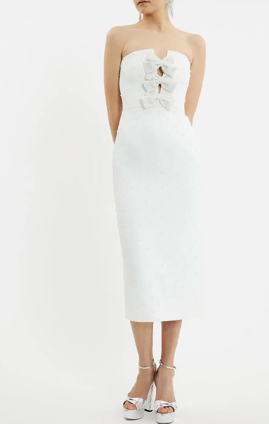 Rebecca Vallance Ophelia Midi Dress White Size 8 - Image 4