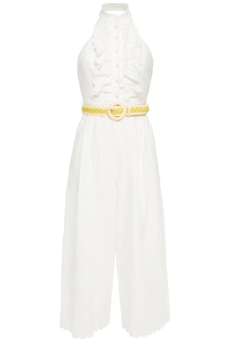 Zimmermann Amelie Frill Cropped Ruffled Linen Jumpsuit White Size 1 / AU 10 - Image 7