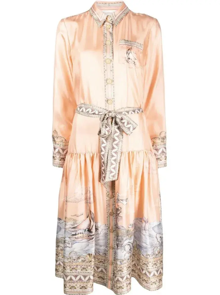 Zimmermann High Tide Odyssey Print Shirt Midi Dress Multi Size 1 / AU 10 - Image 7