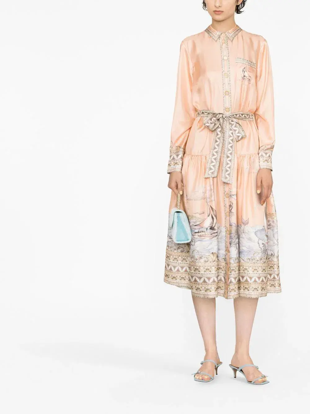 Zimmermann High Tide Odyssey Print Shirt Midi Dress Multi Size 1 / AU 10 - Image 1