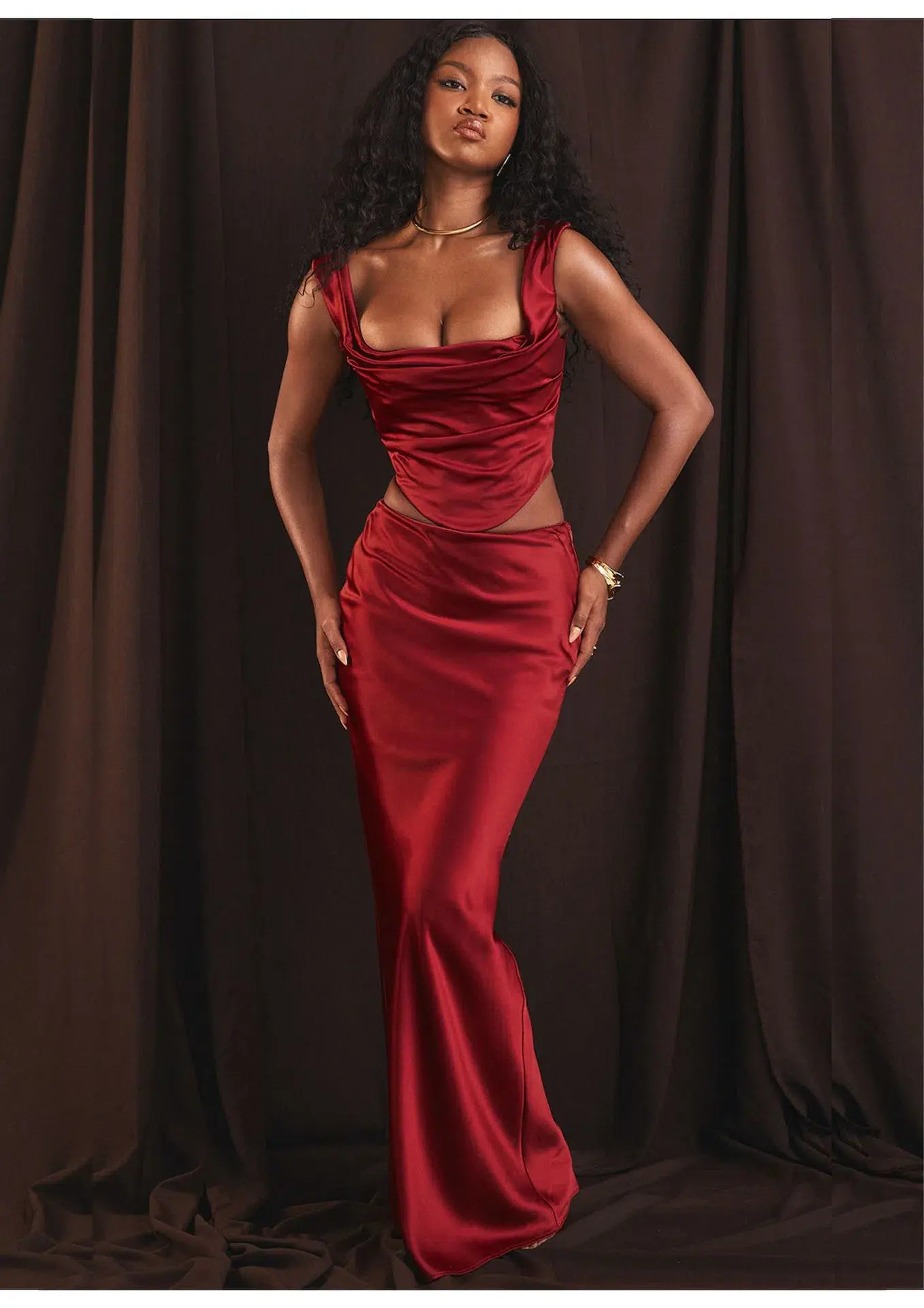 House Of CB Una Corset & Sydel Maxi Skirt Set Ruby Size 10 - Image 1