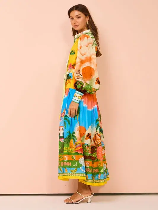 Alemais Paradiso Midi Shirtdress Multi Print Size 16 - Image 5