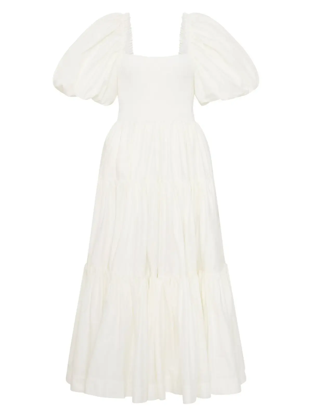 Aje Casa Puff Sleeve Midi Dress in Ivory Size AU 8 - Image 5