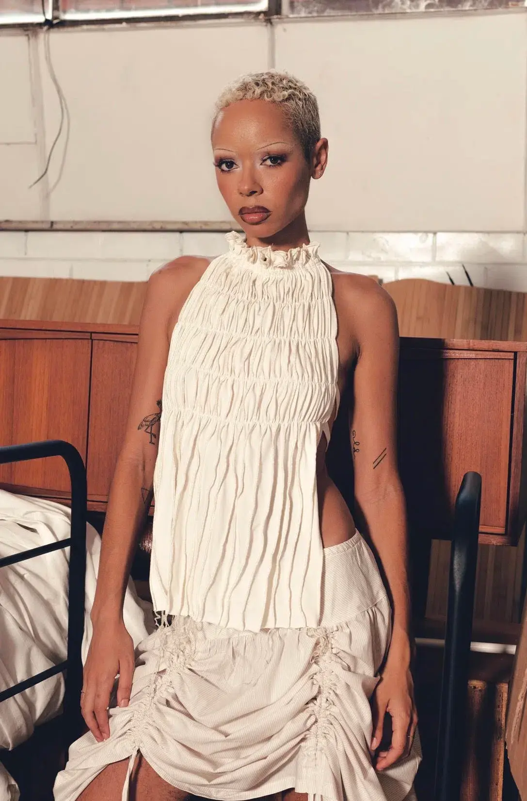 Oats The Label Seams Halter Top and Gather Skirt Set In Ivory Size AU 8 - Image 3