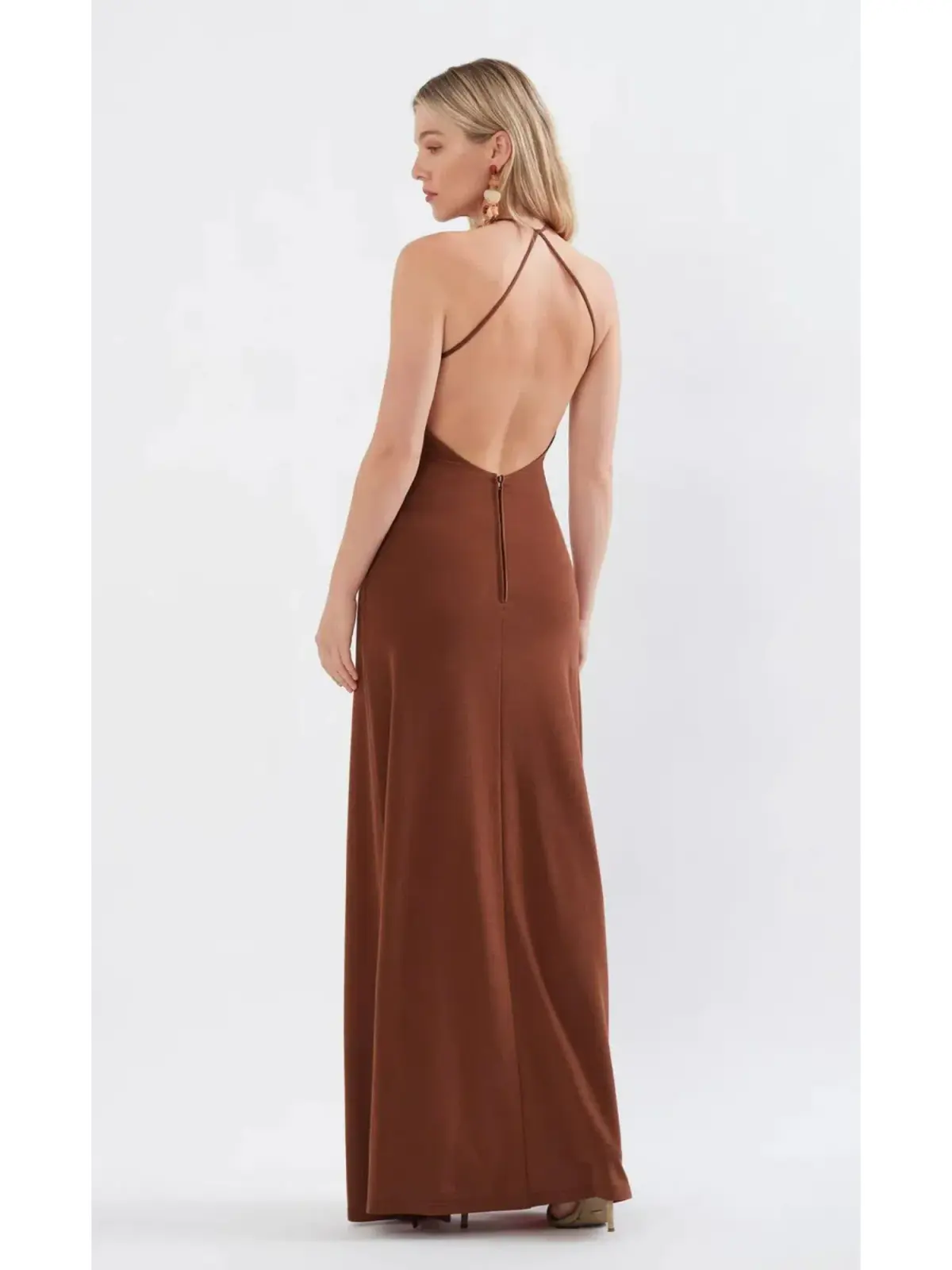 Sonya Moda Knitted Keyhole Dress In Spice Brown Size AU 8 - Image 2