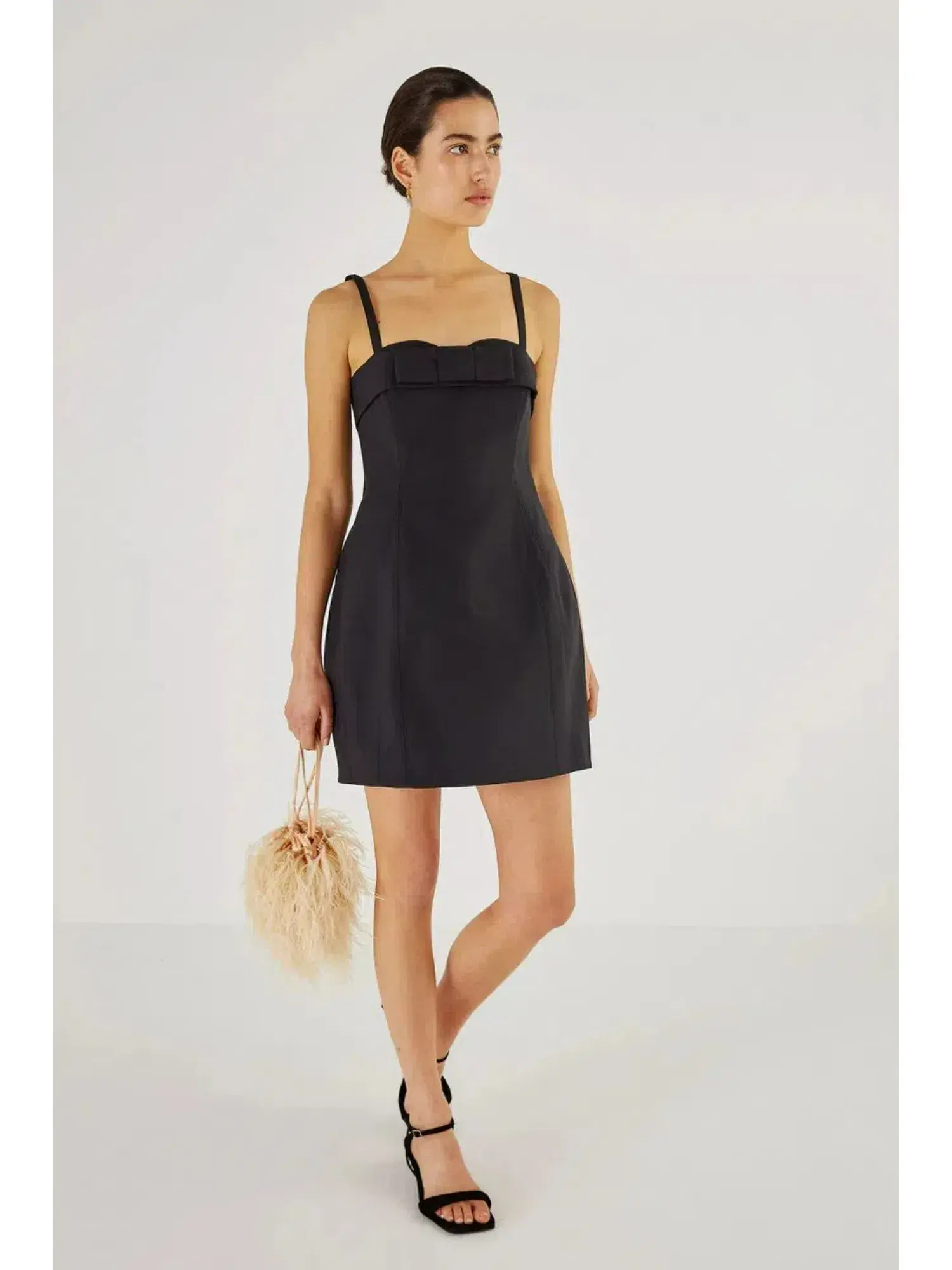 Oroton Bodice Detail Mini Dress Black Size AU 8 - Image 1