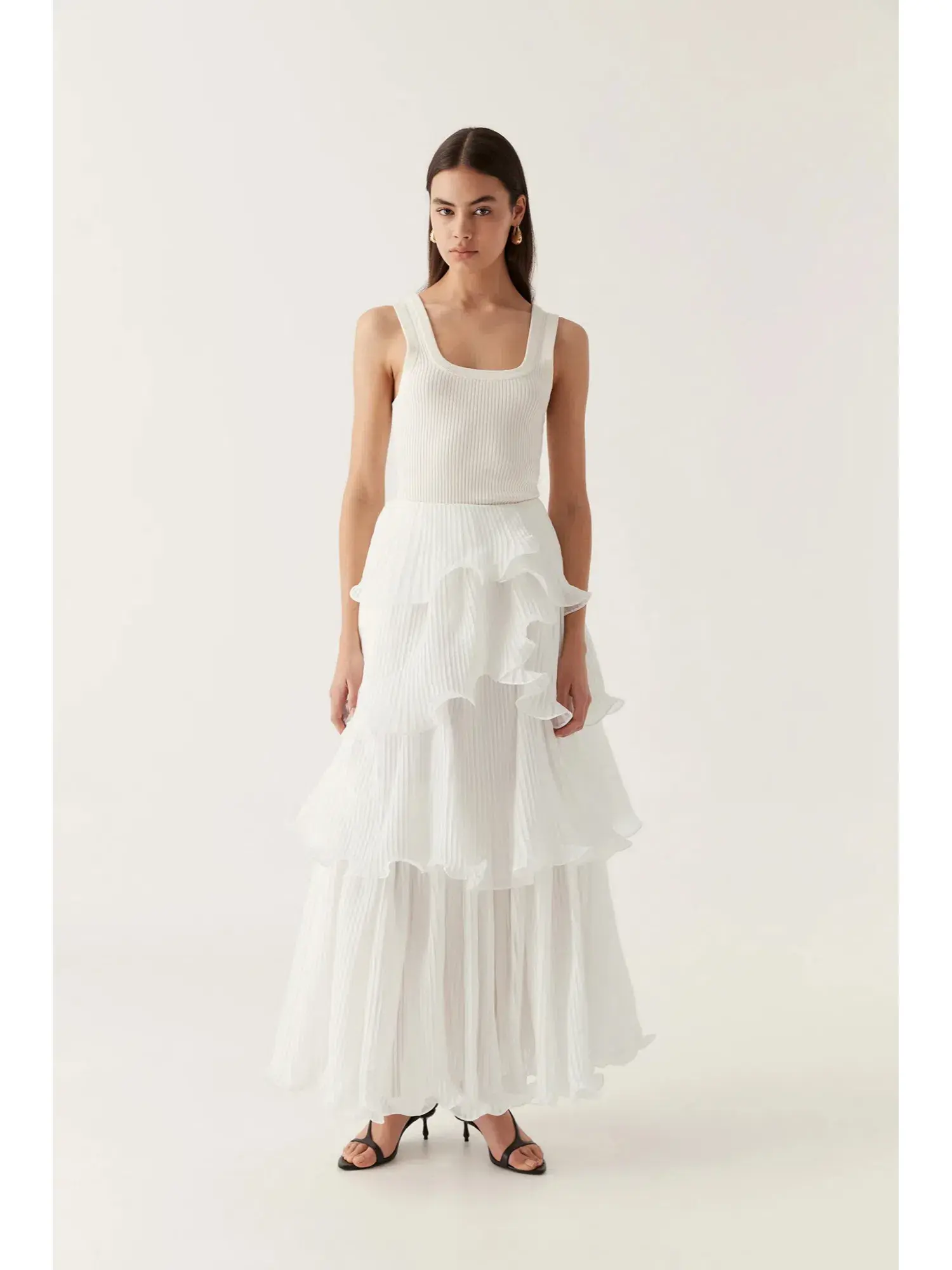 Aje Cosmos Tiered Maxi Skirt In White Size AU 8  - Image 1