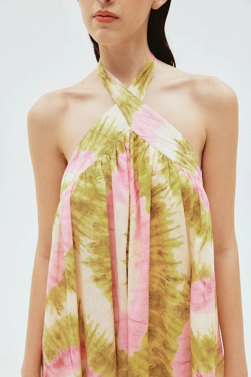 Alemais Flash Tie Neck Midi Dress in Multi Size AU 12   for rent on The Volte - main image