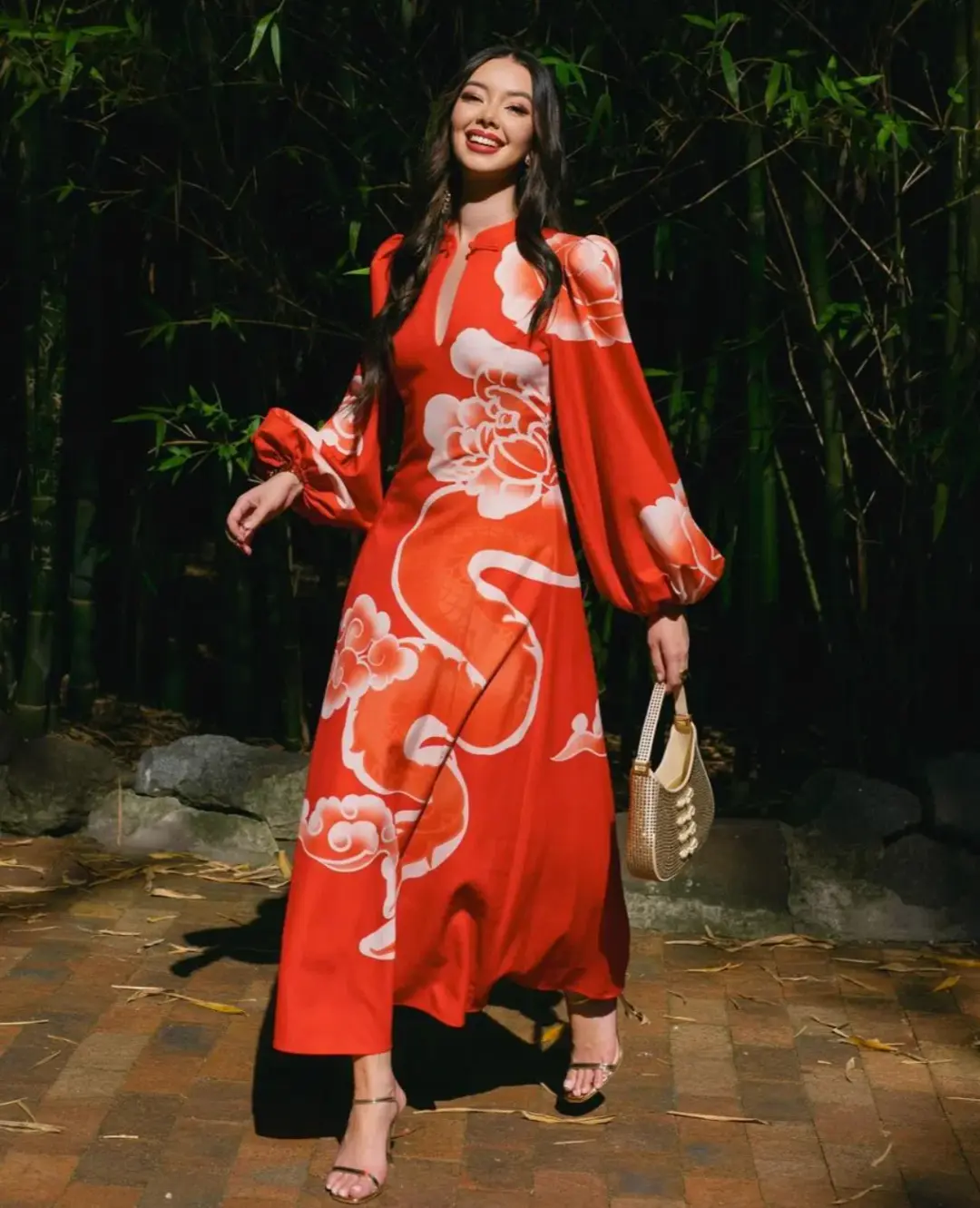 Leo Lin Janelle Midi Dress Imperial Print Size AU 10 for rent on The Volte - main image