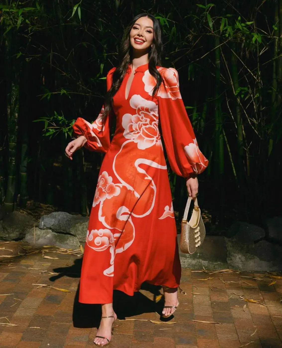 Leo Lin Janelle Midi Dress Imperial Print Size AU 10 - Image 1