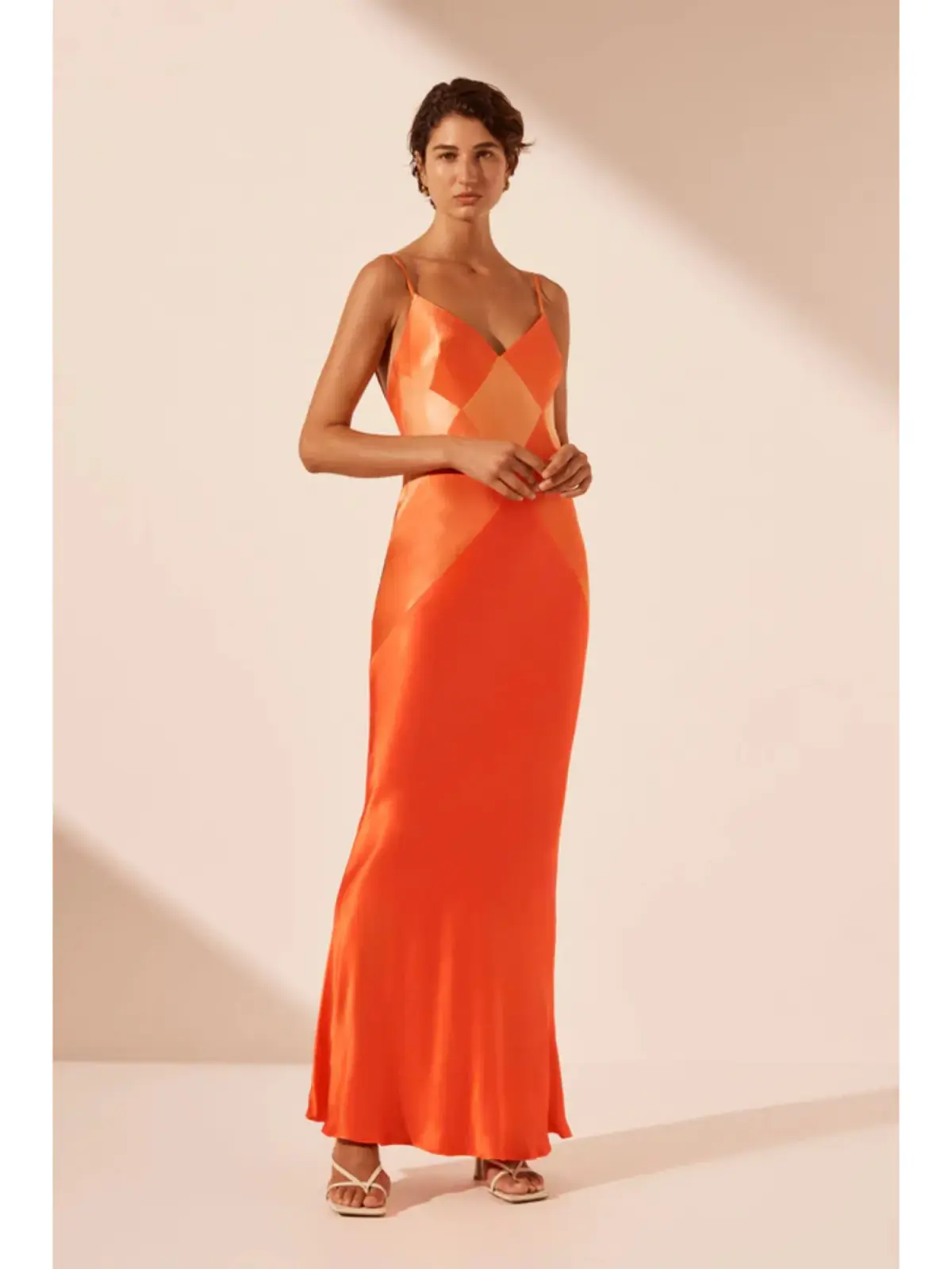 Shona Joy Mia Contrast Spliced Maxi Dress Red Orange/Hibiscus Size AU 10 - Image 2