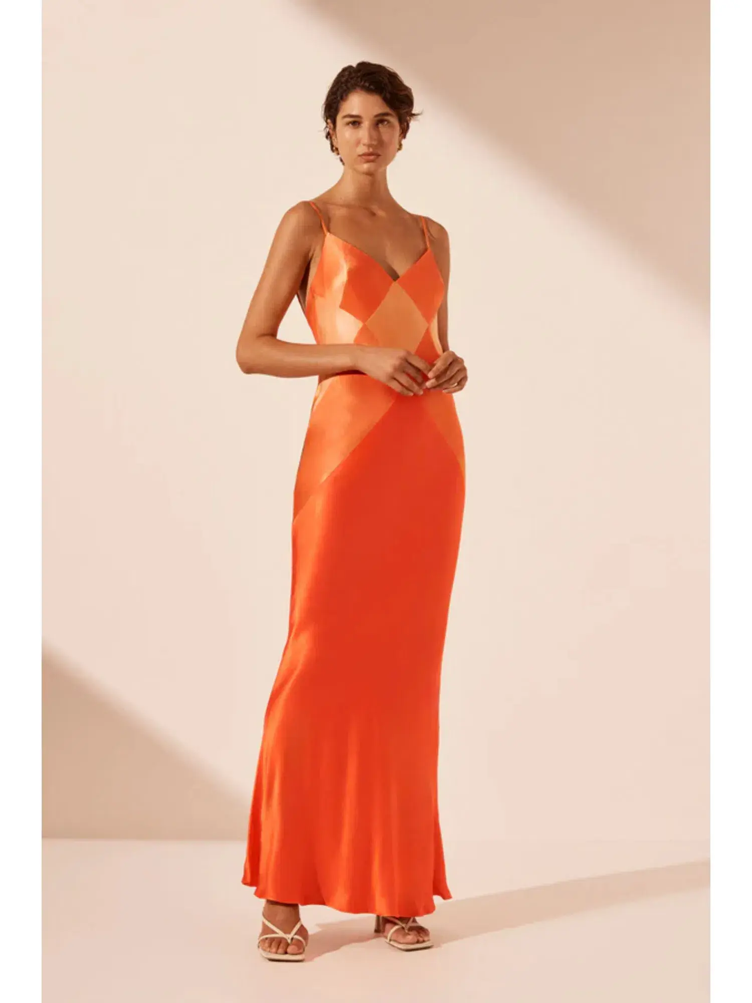 Shona Joy Mia Contrast Spliced Maxi Dress Red Orange/Hibiscus Size AU 10 - Image 2