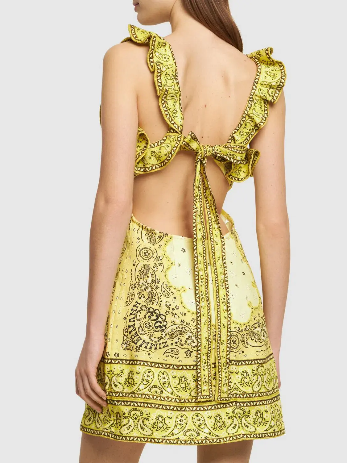 Zimmermann Matchmaker Frilled Mini Dress Yellow Bandana Size 1 / AU 10 - Image 2