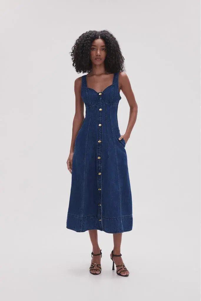 Aje May Denim Mini Dress in Dark Indigo Size AU 6  - Image 1