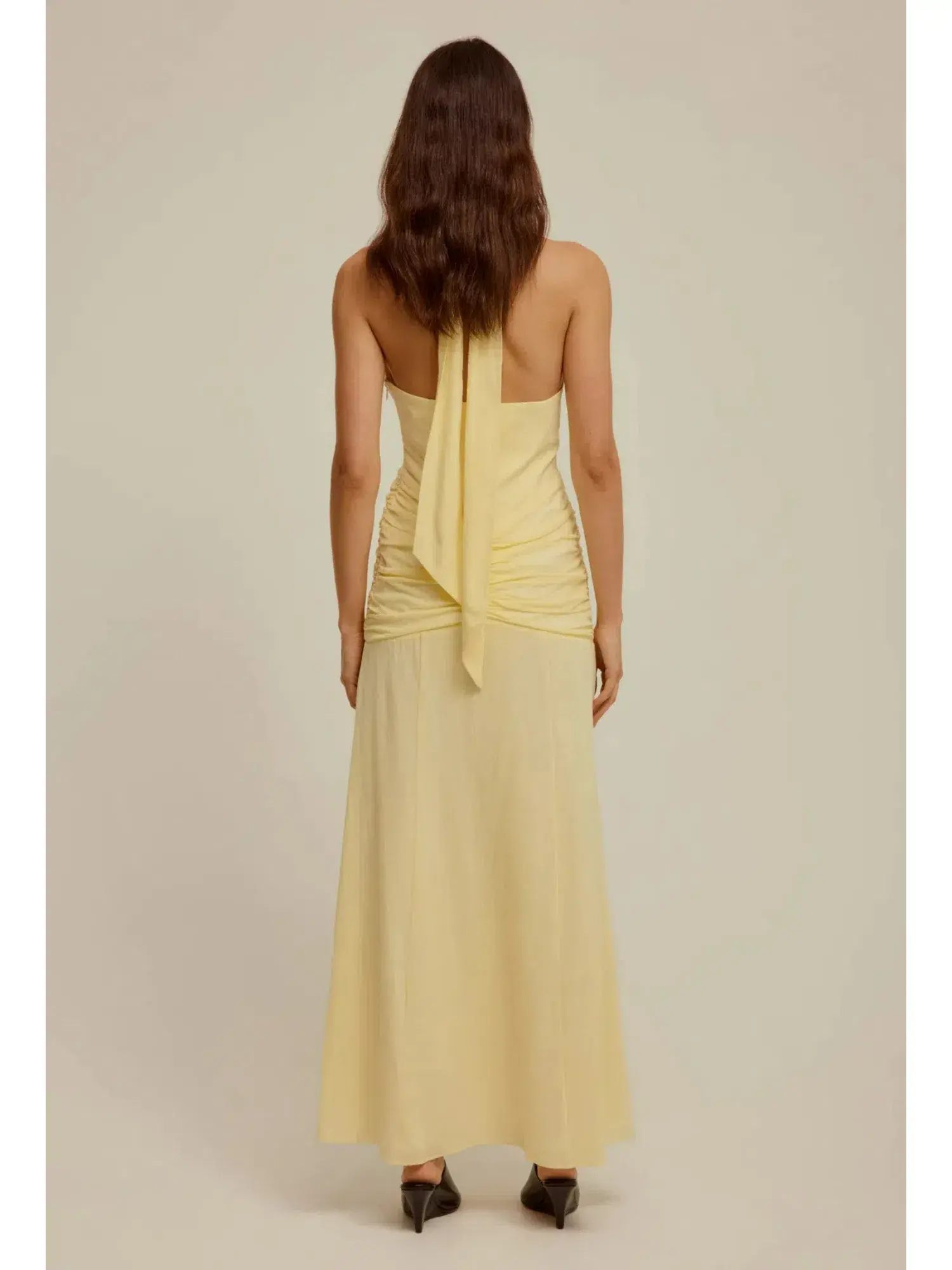 Venroy Halter Neck Cut Out Dress in Yellow Size AU 6 - Image 3
