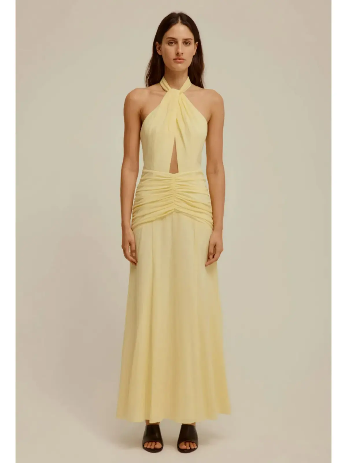 Venroy Halter Neck Cut Out Dress in Yellow Size AU 6 - Image 1