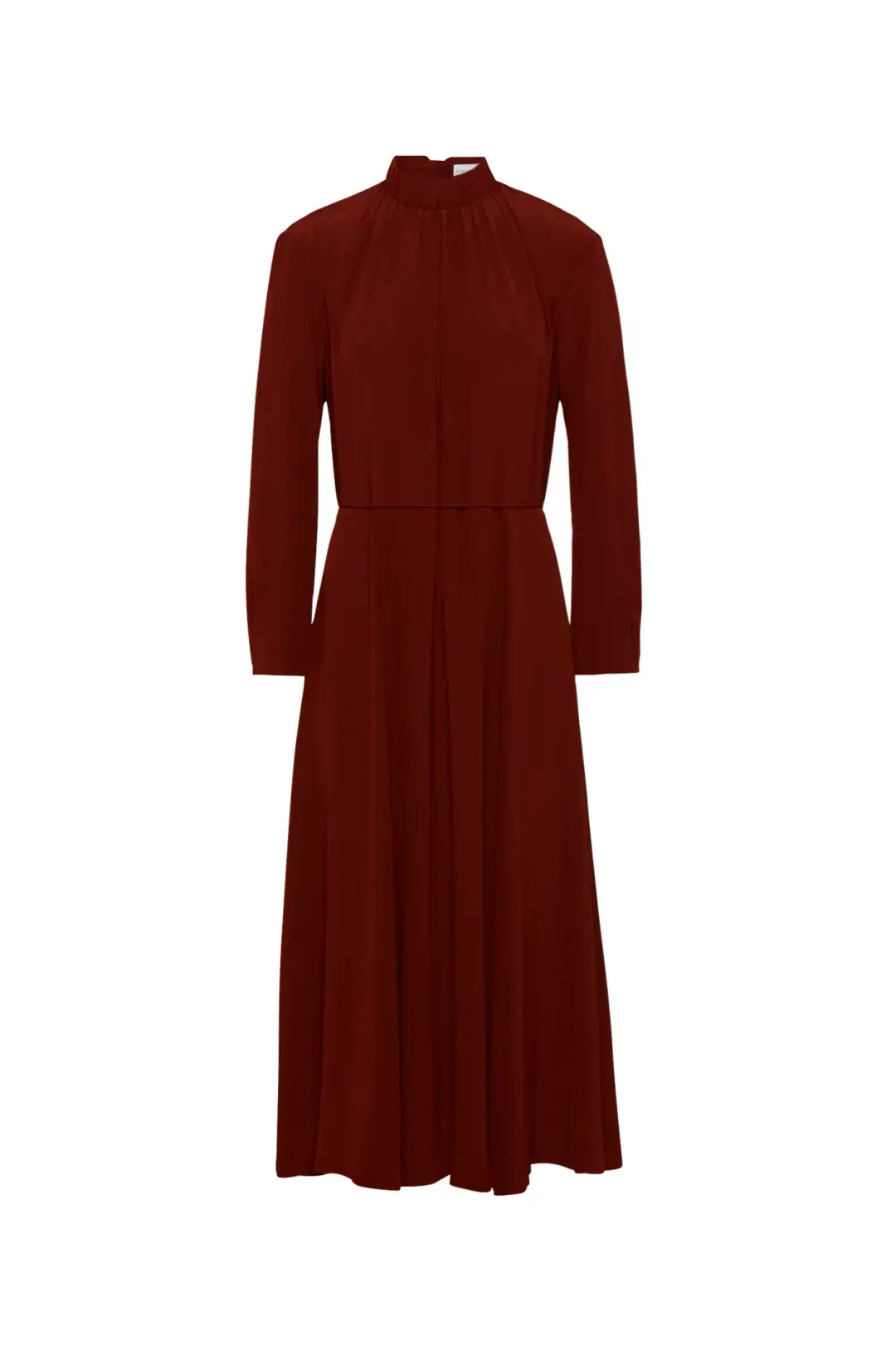 Scanlan Theodore Silk Gather Neck Dress in Burgundy Size AU 6 for rent on The Volte - main image